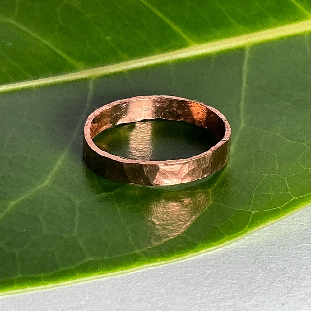 Raw Copper Ring Size 7.5 Band Jewelry Minimal Hammered Solid Handcrafted USA